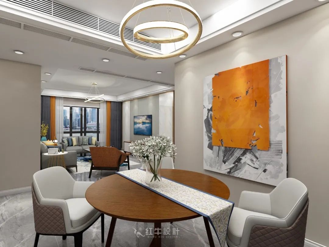 熊皓宇_同曦国际广场140㎡轻奢风格--改善性住房应该这样设计06餐厅设计_客餐厅